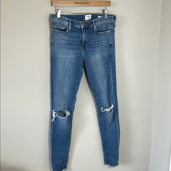 Frame Denim Jagger True Skinny Conrad Mens Slit Knees Mid Rise Sz 34 - Picture 3 of 15